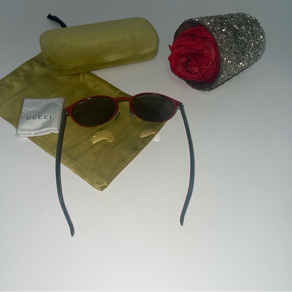 GUCCI Authentic New 52mm Round Signature Logo Sunglasses With Case, Cloth & Tag - Picture 7 of 14